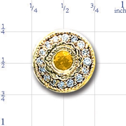 AC474 14K ROUND SLIDE WITH BEZEL CITRINE & DIAMONDS 